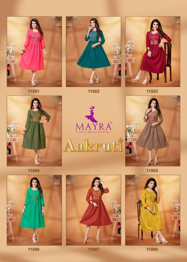 Mayra Aakruti Fancy Cotton Embroidery Kurti 